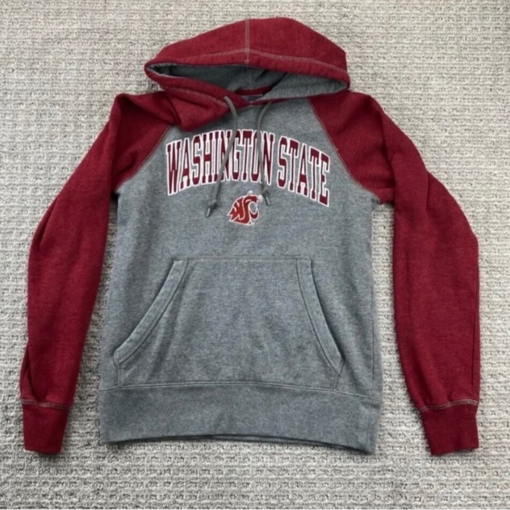Champion Washington State Sweater Men Small S Gray Red Hoodie Sweatshirt College